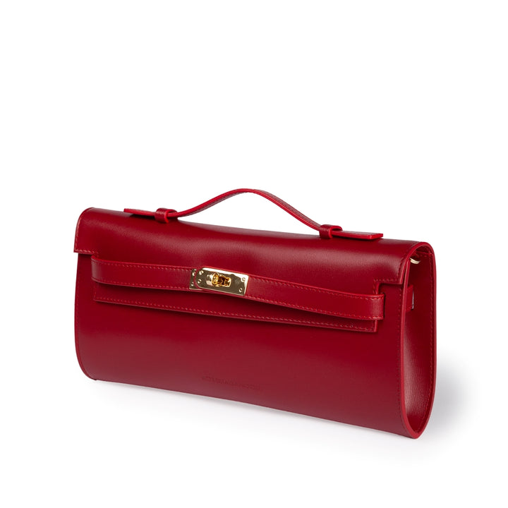 Roberta Gandolfi Jade cluch borsa in pelle con chiusura manico retrattile e tracolla staccabile e regolabile In vendita