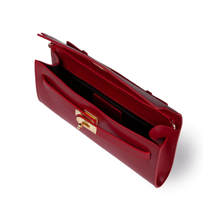 Roberta Gandolfi Jade cluch borsa in pelle con chiusura manico retrattile e tracolla staccabile e regolabile In vendita