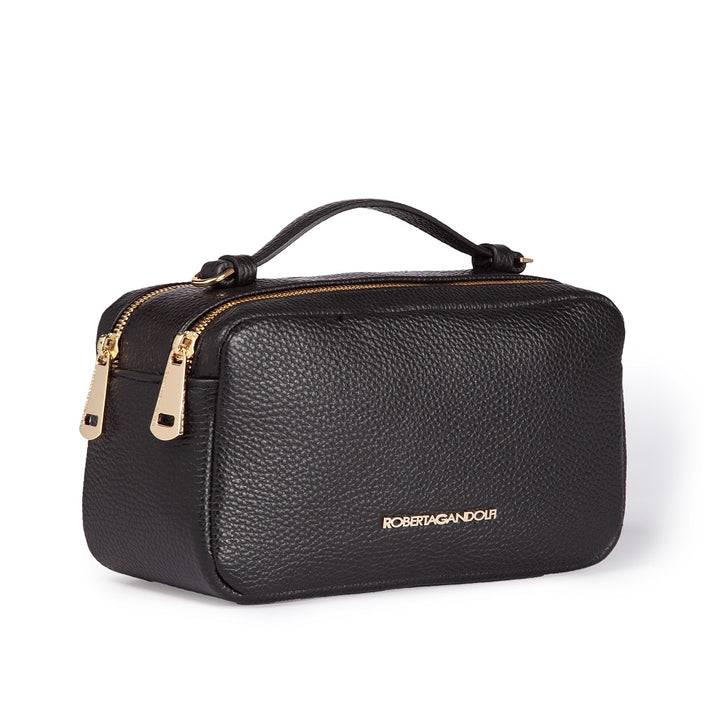 Roberta Gandolfi Brigida camera borsa in pelle con doppio scomparto e tracolla in catena dorata con spallaccio protettivo in pelle Offerta temporanea