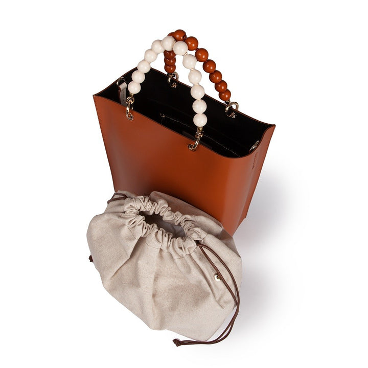 Roberta Gandolfi Zoe Tote bag in pelle bicolor e manicI gioiello In vendita