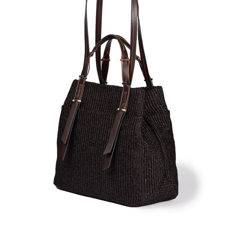 Roberta Gandolfi Fernanda Tote in rafia con finiture in pelle di vitello a doppia portabilità mano o shopping Qualità