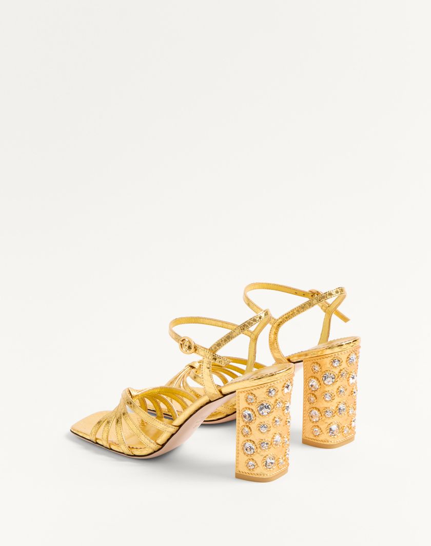 Valentino Handbags Sandalo Preshoes In Ayers Laminato Con Cristalli 90mm per Donna in Oro/crystal | Valentino IT Convenienza