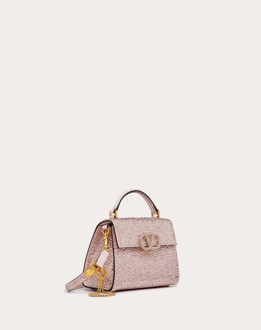 Valentino Handbags Borsa A Mano Mini Vsling Ricamata per Donna in Rose Quartz | Valentino IT Presa