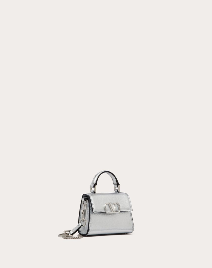 Valentino Handbags Borsa A Mano Micro Vsling In Vitello Granato Metallizzato per Donna in Argento | Valentino IT Saldi