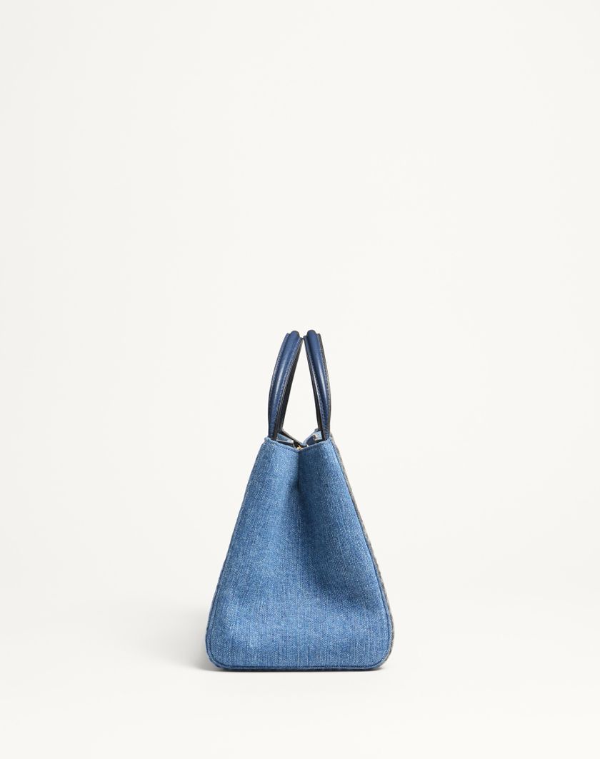 Valentino Handbags Borsa A Mano Media Valentino Garavani Alltime In Denim Con Tracolla Nastro Ricamato per Donna in Denim/worker/multicolor | Valentino IT Vendita Calda