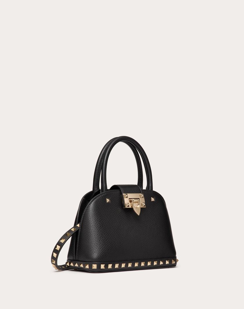 Valentino Handbags Borsa Piccola A Mano Valentino Garavani Rockstud In Vitello Granato per Donna in Nero | Valentino IT Nuova