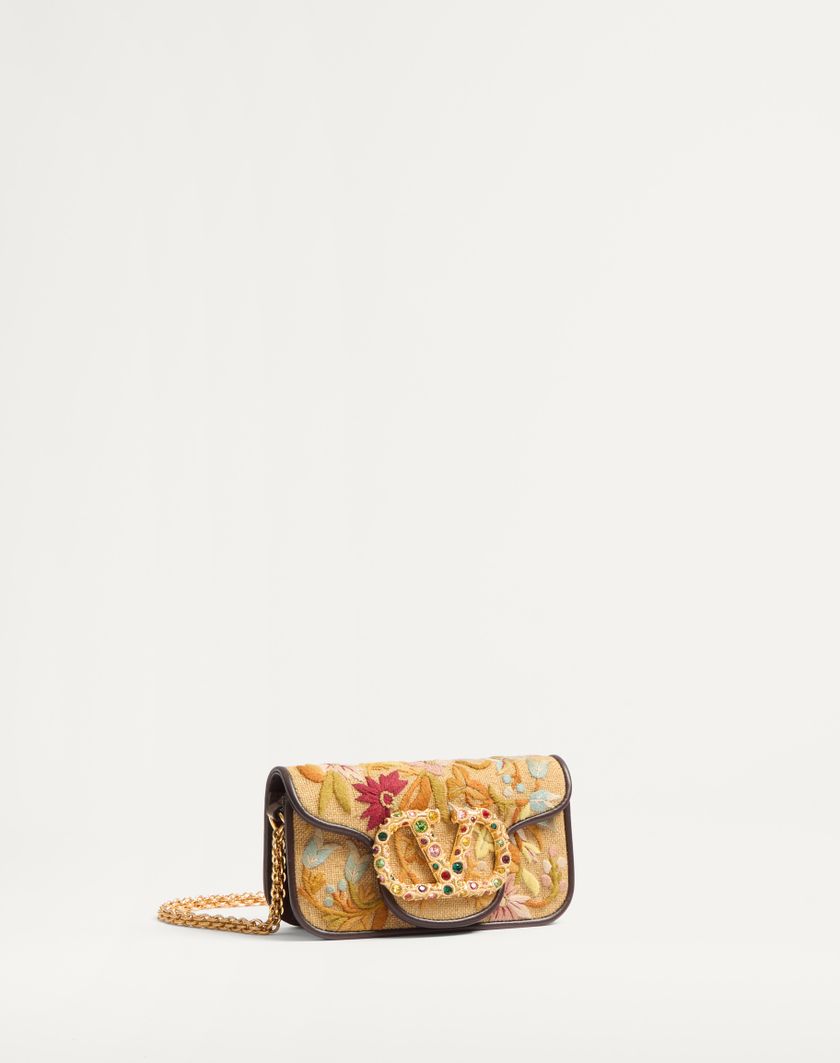 Valentino Handbags Borsa Piccola A Spalla Valentino Garavani Locò Ricamata Con Logo Gioiello per Donna in Multicolor/testa Di Moro/tabacco | Valentino IT Acquista Ora