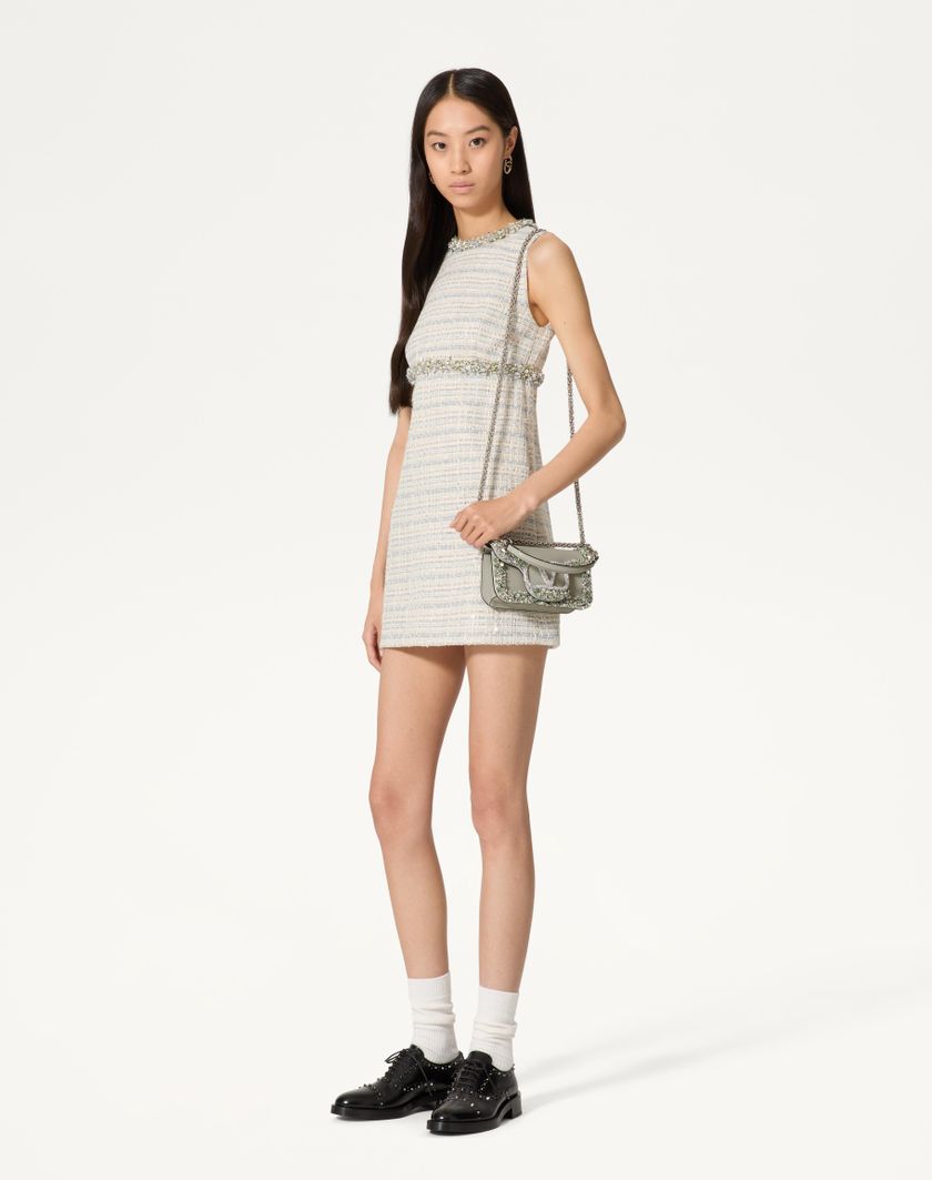 Valentino Handbags Borsa Piccola A Spalla Valentino Garavani Locò Ricamata per Donna in Crystal/grigio | Valentino IT Prezzo Ridotto