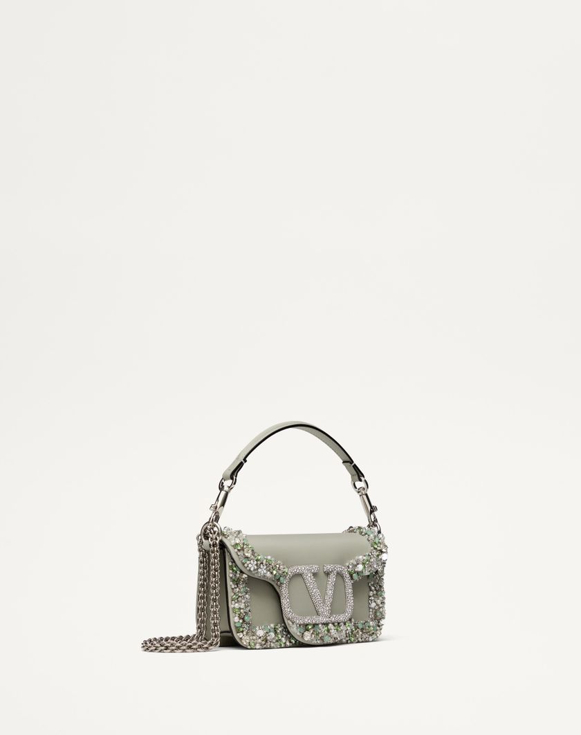 Valentino Handbags Borsa Piccola A Spalla Valentino Garavani Locò Ricamata per Donna in Crystal/grigio | Valentino IT Prezzo Ridotto