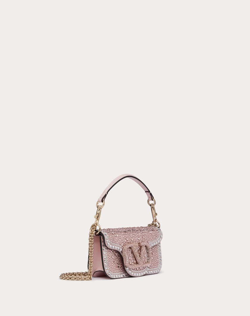 Valentino Handbags Borsa Piccola A Spalla Valentino Garavani Locò Con Strass per Donna in Crystal/rose Quartz/platino | Valentino IT Sottocosto