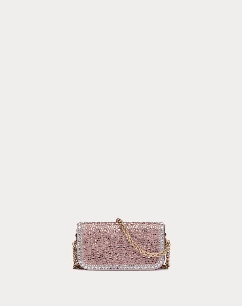 Valentino Handbags Borsa Piccola A Spalla Valentino Garavani Locò Con Strass per Donna in Crystal/rose Quartz/platino | Valentino IT Sottocosto