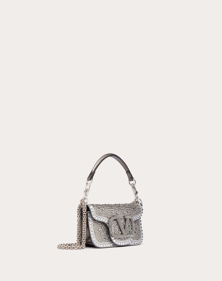 Valentino Handbags Borsa Piccola A Spalla Valentino Garavani Locò Con Strass per Donna in Crystal/nero/antracite | Valentino IT Convenienza