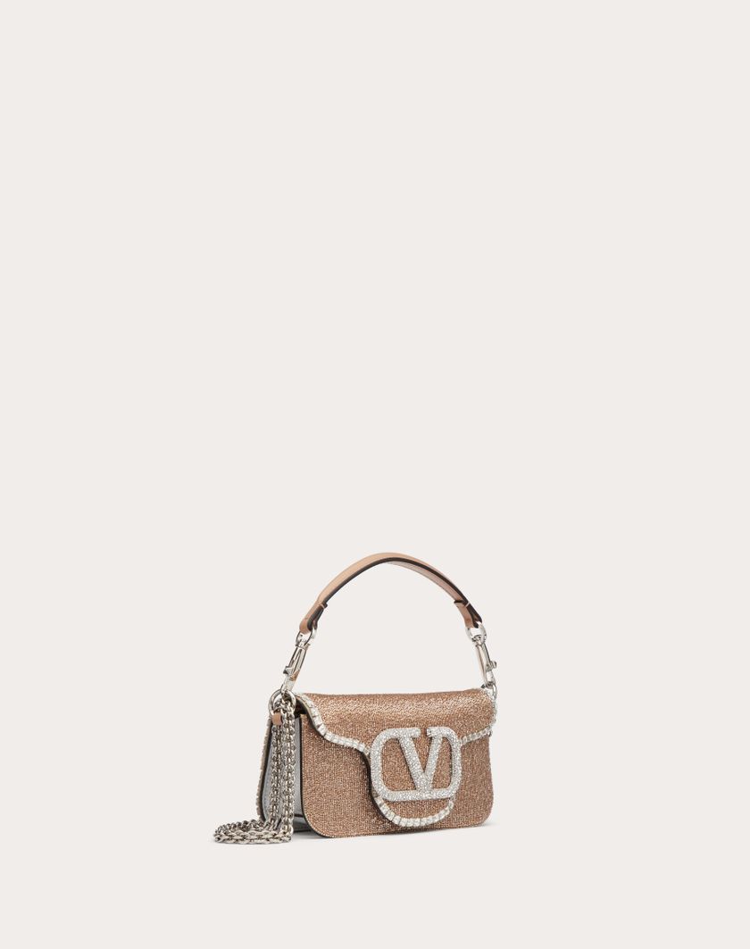 Valentino Handbags Borsa Piccola A Spalla Valentino Garavani Locò Ricamata per Donna in Crystal | Valentino IT Novità