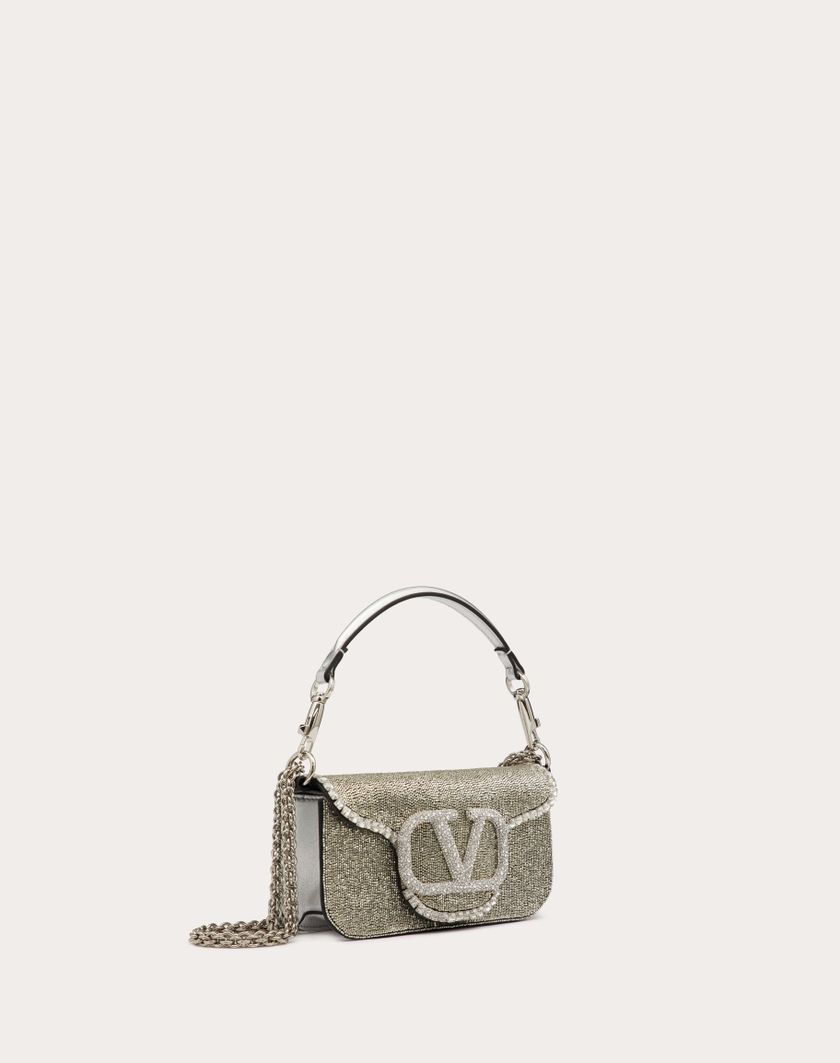 Valentino Handbags Borsa Piccola A Spalla Valentino Garavani Locò Ricamata per Donna in Silver/crystal | Valentino IT Presa