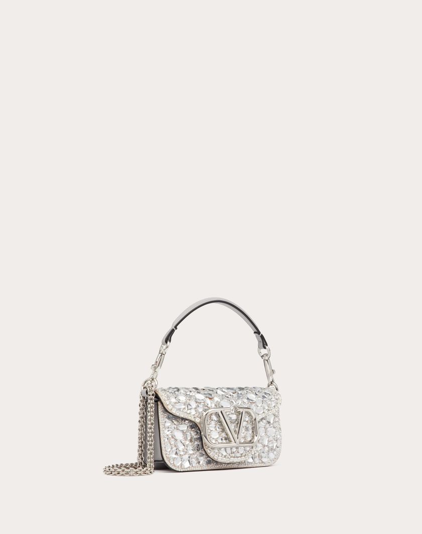 Valentino Handbags Borsa Piccola A Spalla Locò Con Cristalli per Donna in Argento | Valentino IT Sconto