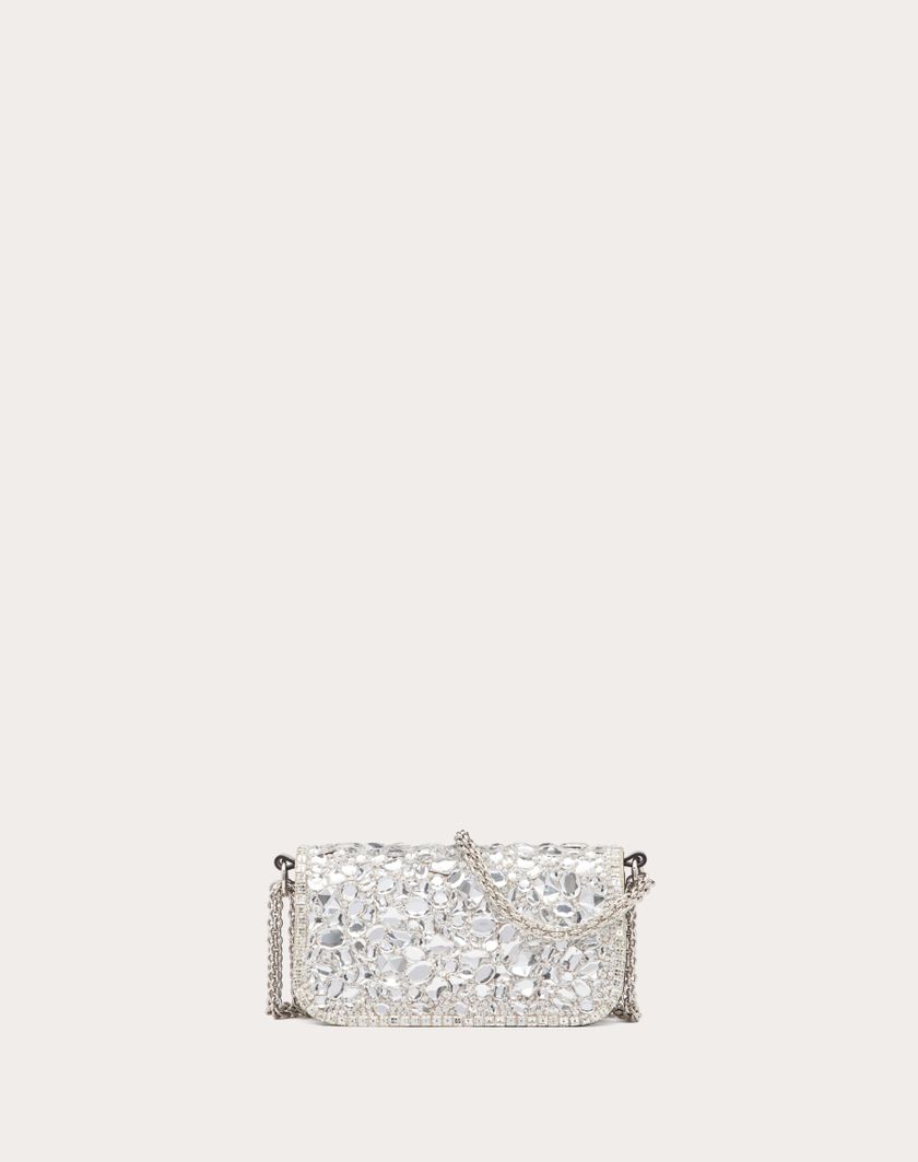 Valentino Handbags Borsa Piccola A Spalla Locò Con Cristalli per Donna in Argento | Valentino IT Sconto