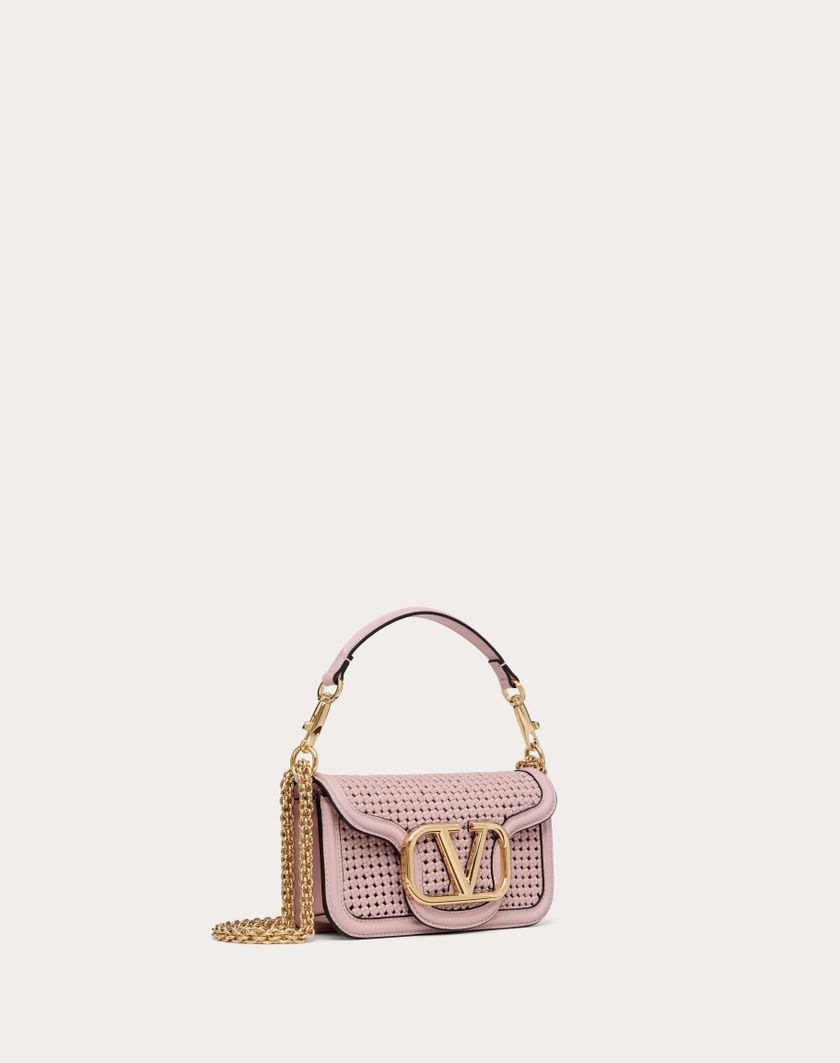 Valentino Handbags Borsa Piccola A Spalla Valentino Garavani Locò In Pelle Intrecciata per Donna in Rose Quartz | Valentino IT Offerta