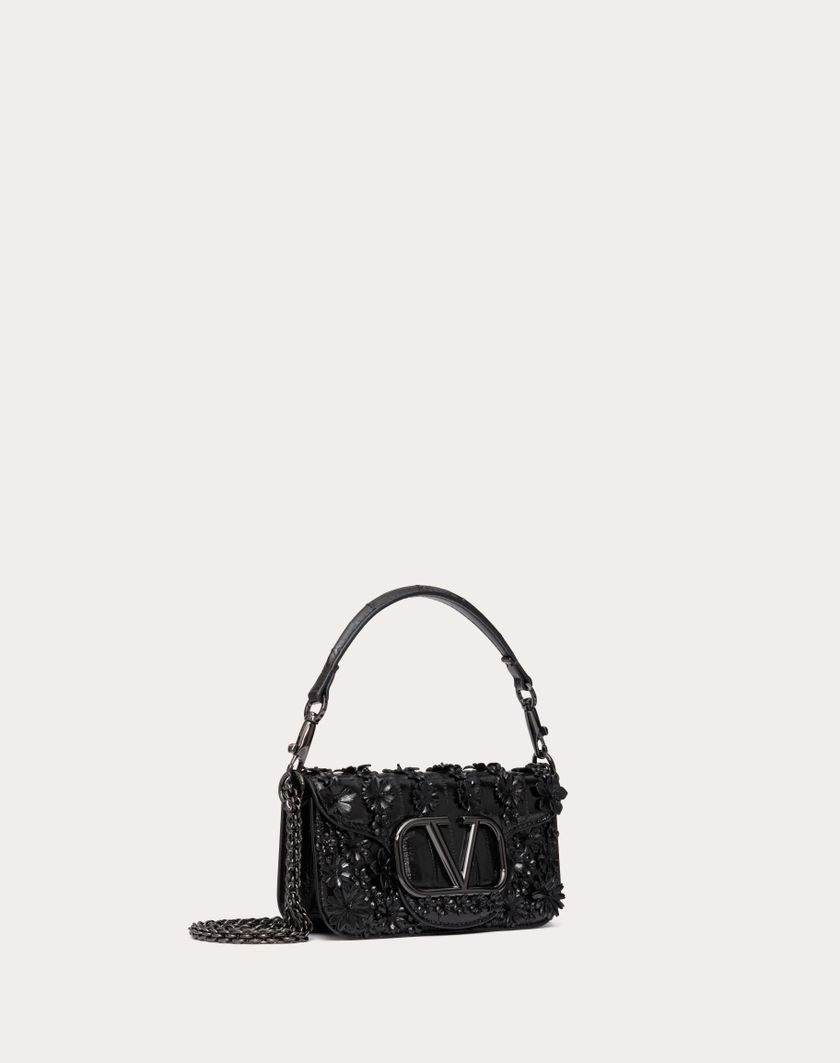 Valentino Handbags Borsa Piccola A Spalla Valentino Garavani Locò Ricamata In Anguilla per Donna in Nero | Valentino IT Online
