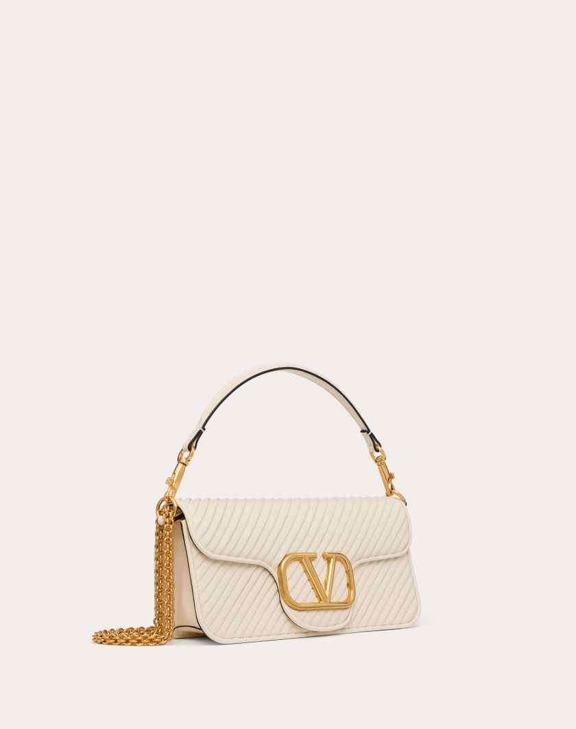 Valentino Handbags Borsa A Spalla Valentino Garavani Locò In Nappa Plissettata per Donna in Avorio | Valentino IT Saldi Di Fabbrica
