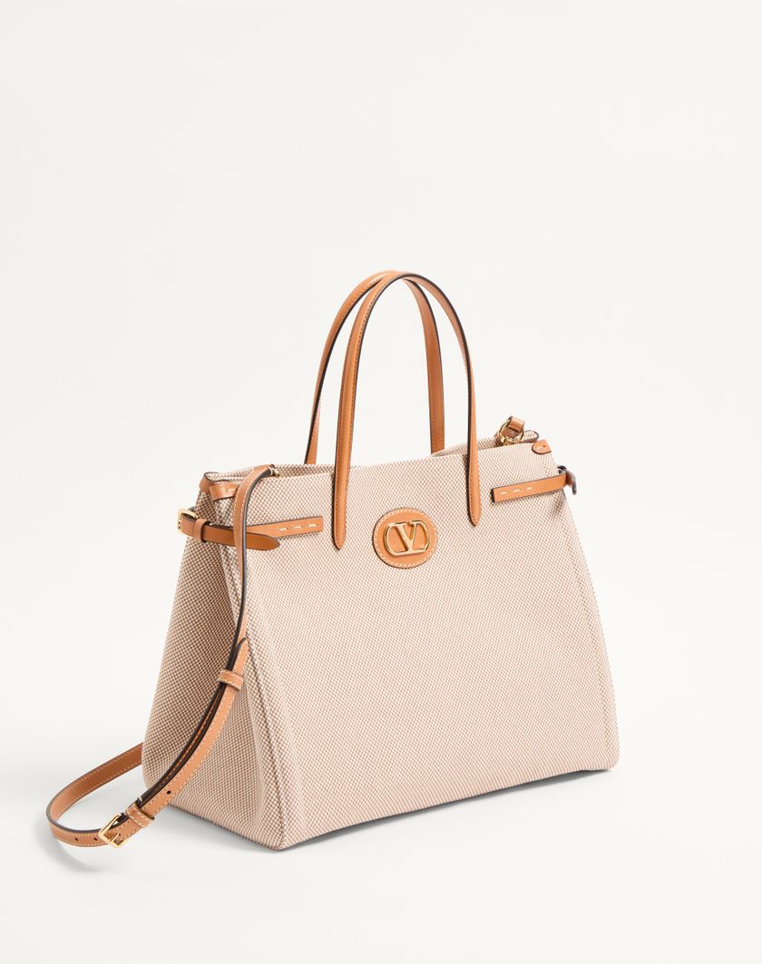 Valentino Handbags Borsa Shopping Media Valentino Garavani Antibes In Canvas per Donna in Naturale/tabacco | Valentino IT Nuovo