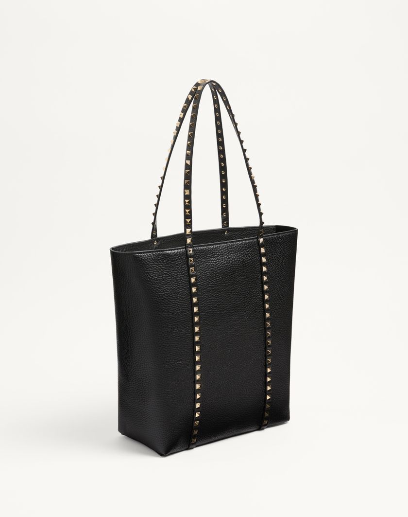Valentino Handbags Borsa Shopping Valentino Garavani Rockstud In Vitello Granato per Donna in Nero | Valentino IT Pezzi Unici