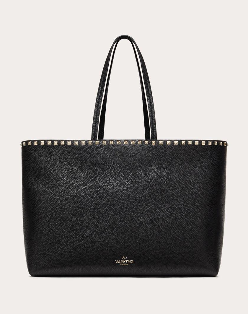 Valentino Handbags Borsa Shopping Rockstud In Vitello Granato per Donna in Nero | Valentino IT Consegna Veloce