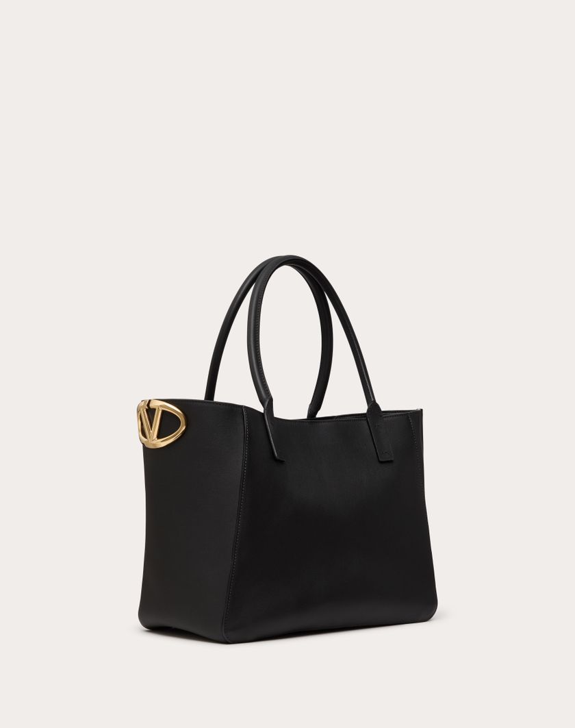 Valentino Handbags Borsa Shopping Vlogo Side In Vitello Nappato per Donna in Nero | Valentino IT Novità