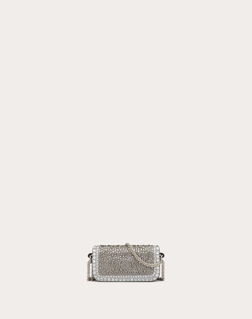 Valentino Handbags Borsa Micro Con Catena Valentino Garavani Locò Con Strass per Donna in Crystal/nero/antracite | Valentino IT Sconto