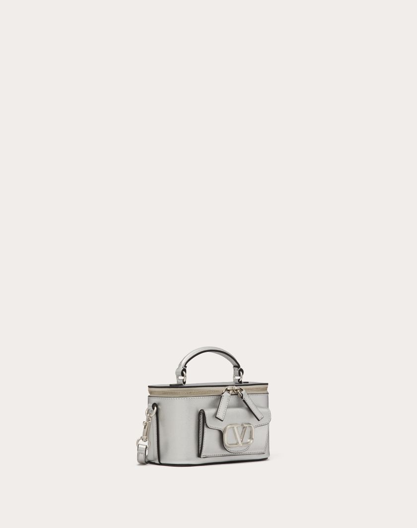 Valentino Handbags Mini Borsa A Mano Locò In Vitello Metallizzato per Donna in Argento | Valentino IT Offerta