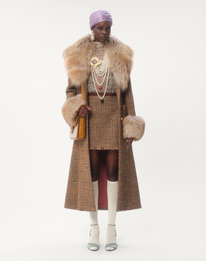 Valentino Handbags Cappotto In Fantasy Tweed per Donna in Marrone/multicolor | Valentino IT Moda