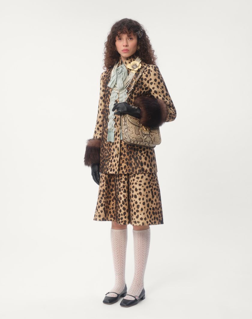 Valentino Handbags Gonna In Panno Stampato Giaguaro Spots per Donna in Animalier | Valentino IT Italia