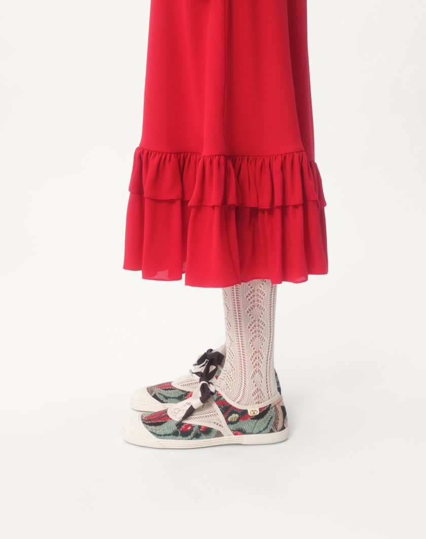 Valentino Handbags Abito Midi In Georgette per Donna in Rosso | Valentino IT In Linea