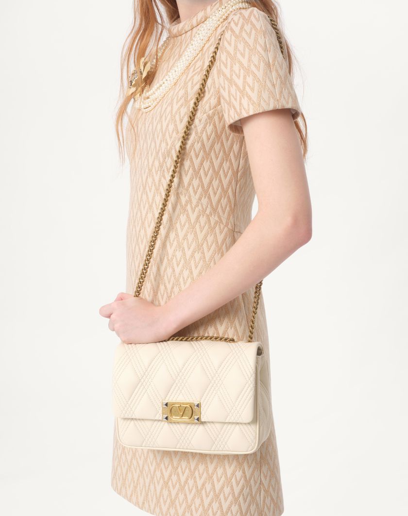 Valentino Handbags Abito Corto In Lurex Jacquard Toute La V per Donna in Avorio/oro | Valentino IT Qualità Garantita