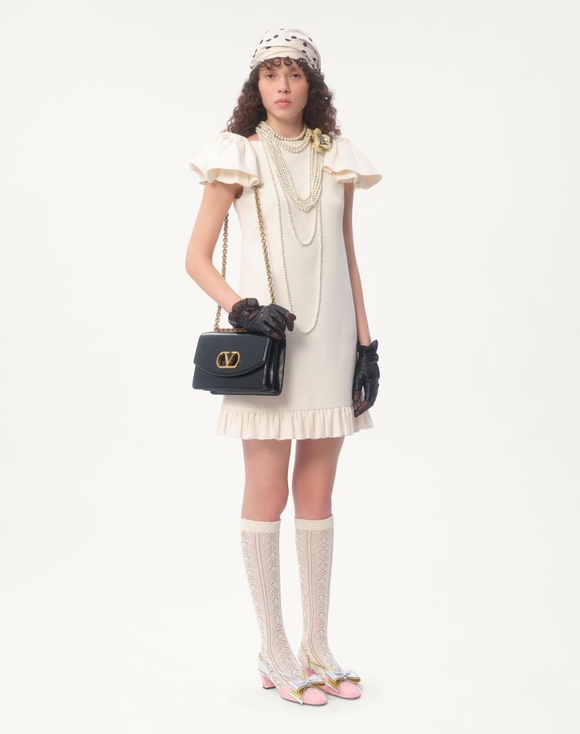 Valentino Handbags Abito Corto In Crepe Couture per Donna in Avorio | Valentino IT Consegna Veloce
