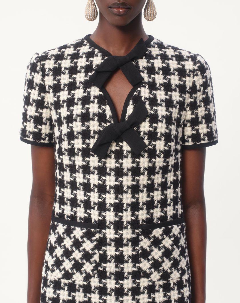 Valentino Handbags Abito Corto In Damier Light Tweed per Donna in Avorio/nero | Valentino IT Shopping Online