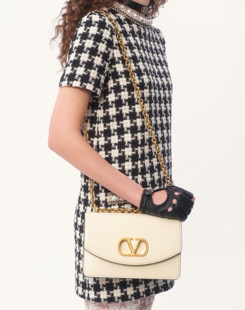 Valentino Handbags Abito Corto In Damier Light Tweed Ricamato per Donna in Avorio/nero | Valentino IT Prezzo Ridotto