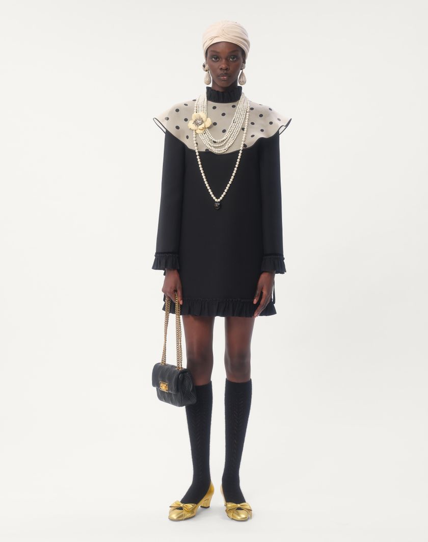 Valentino Handbags Abito Corto In Crepe Couture per Donna in Nero/avorio | Valentino IT Sottocosto