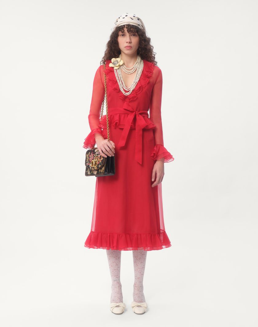 Valentino Handbags Abito Midi In Organza per Donna in Rosso | Valentino IT Convenienza