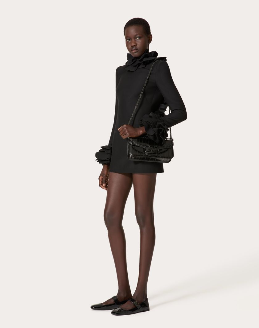 Valentino Handbags Abito Corto In Crepe Couture Ricamato per Donna in Nero | Valentino IT Online