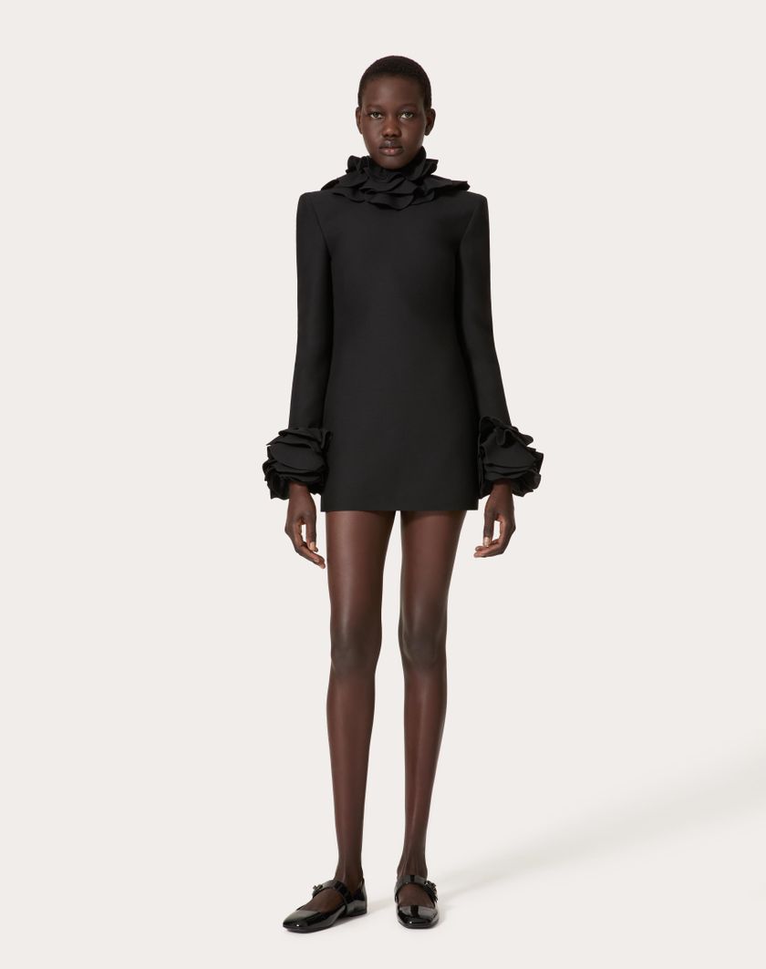 Valentino Handbags Abito Corto In Crepe Couture Ricamato per Donna in Nero | Valentino IT Online