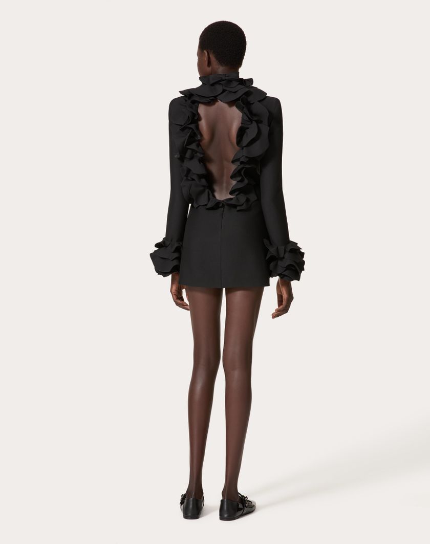 Valentino Handbags Abito Corto In Crepe Couture Ricamato per Donna in Nero | Valentino IT Online