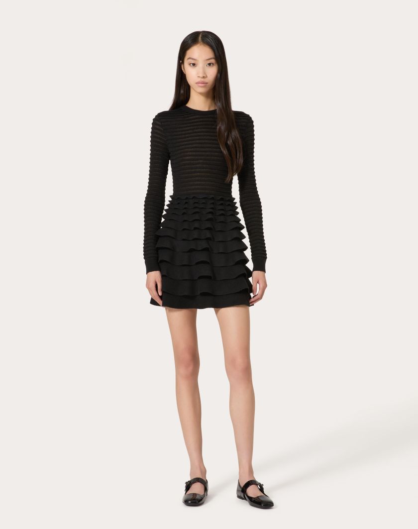 Valentino Handbags Abito Corto In Viscosa E Lana per Donna in Nero | Valentino IT Offerte