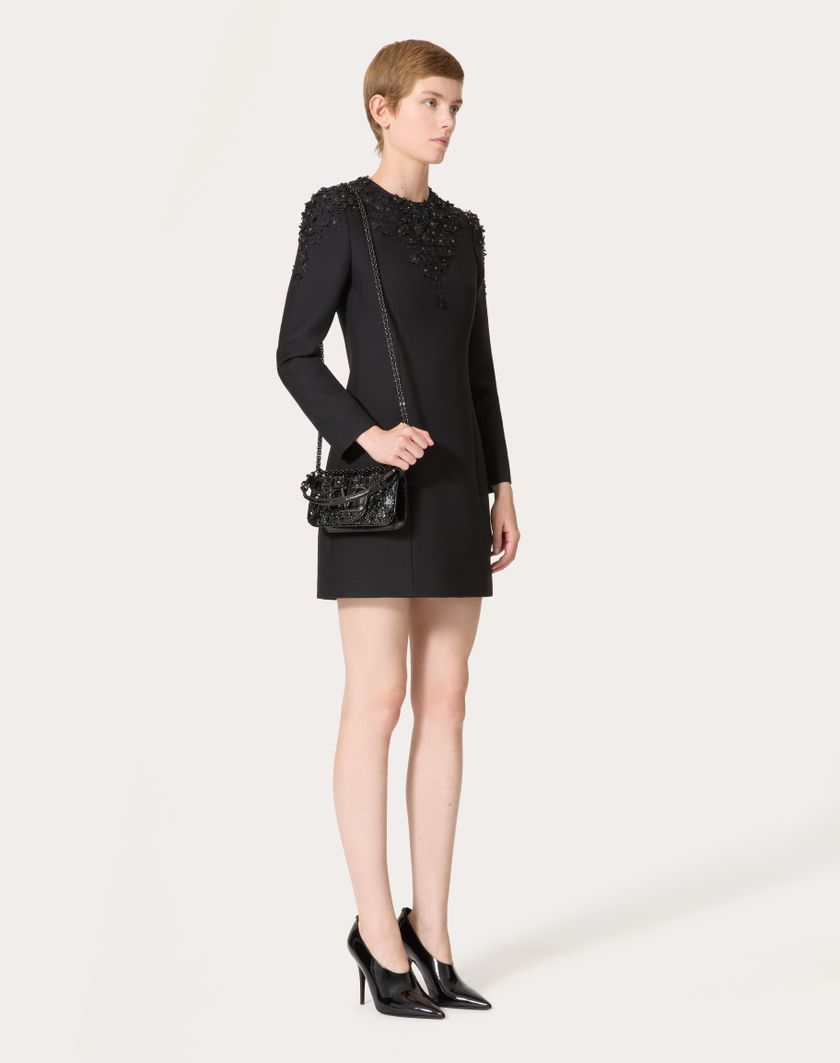 Valentino Handbags Abito Corto In Crepe Couture Ricamato per Donna in Nero | Valentino IT Hotsell