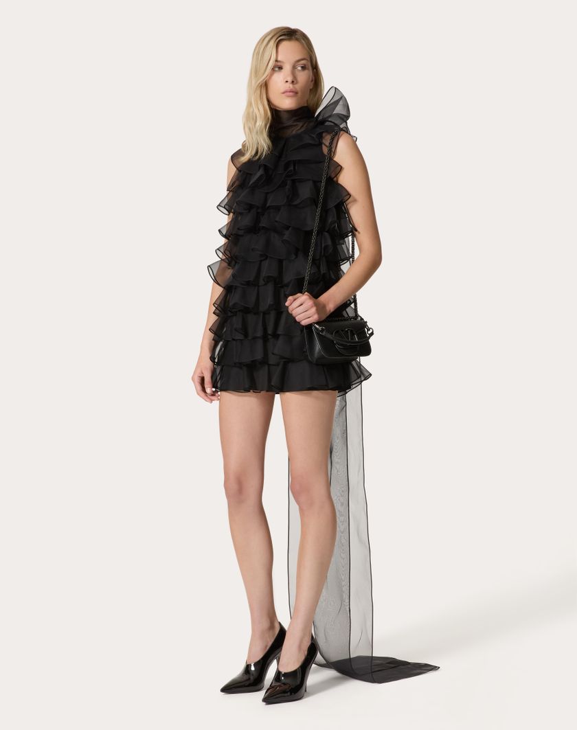 Valentino Handbags Abito Corto In Organza per Donna in Nero | Valentino IT In Saldo