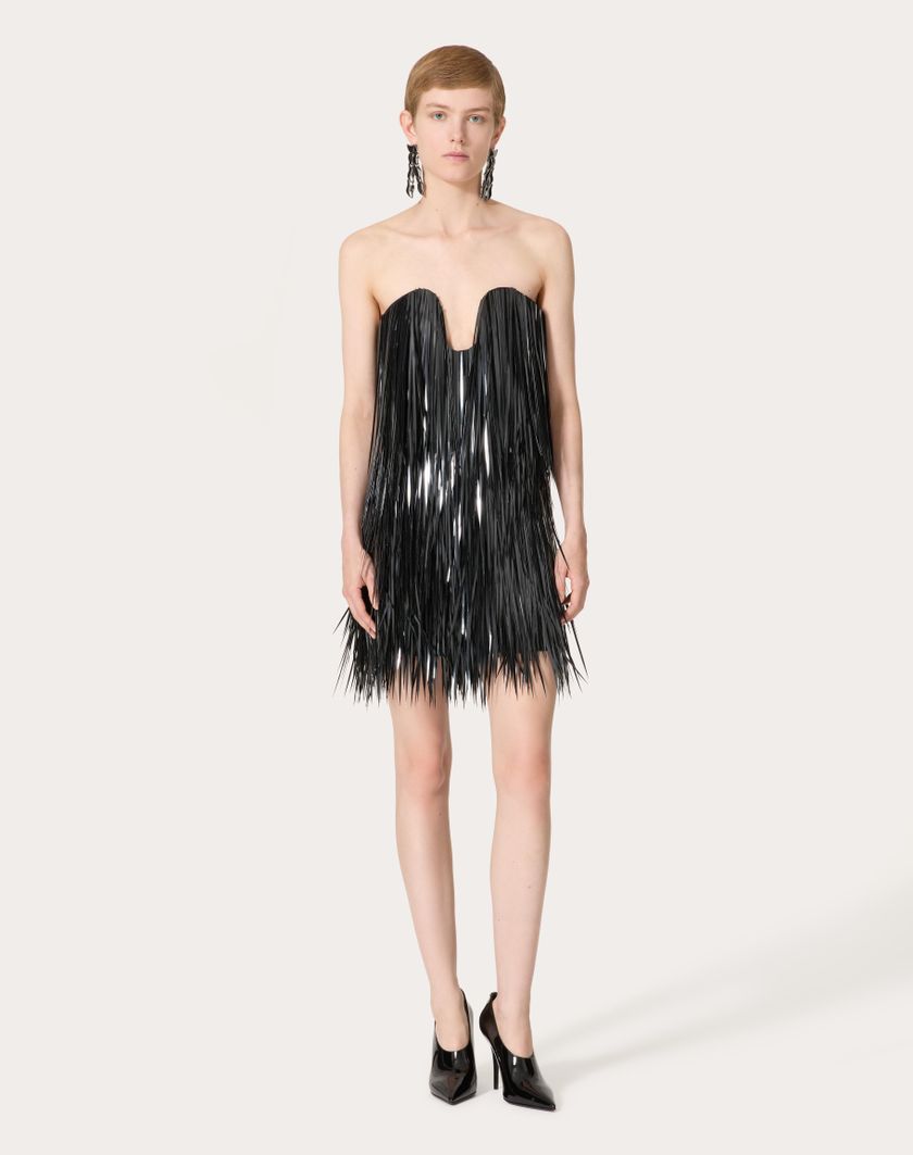 Valentino Handbags Abito Corto In Organza Ricamato per Donna in Nero | Valentino IT Moda