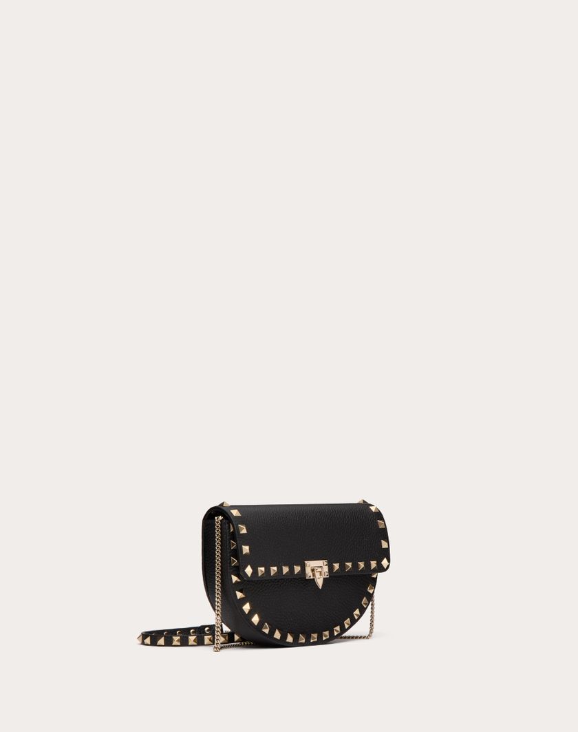 Valentino Handbags Mini Borsa A Tracolla Rockstud In Vitello Granato per Donna in Nero | Valentino IT Soddisfazione Garantita