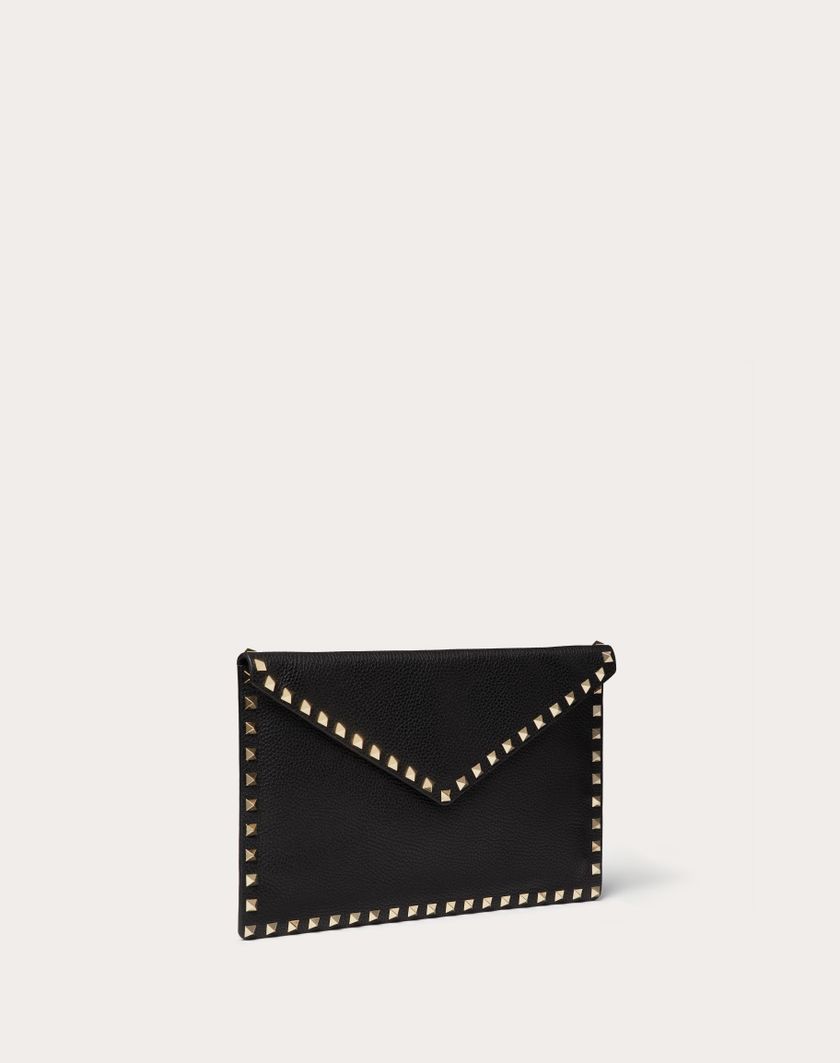 Valentino Handbags Pouch Rockstud In Vitello Granato per Donna in Poudre | Valentino IT Prezzo Ridotto