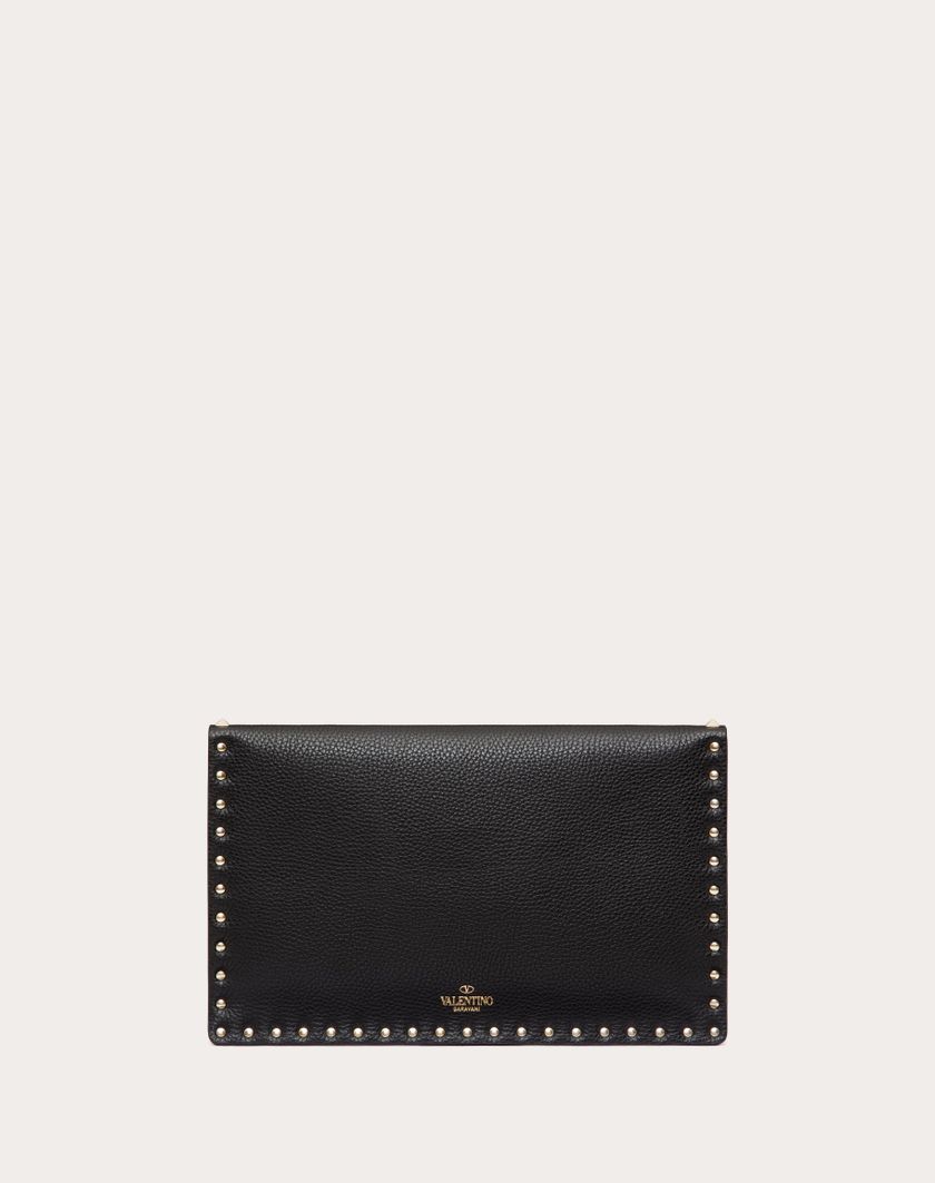 Valentino Handbags Pouch Rockstud In Vitello Granato per Donna in Poudre | Valentino IT Prezzo Ridotto