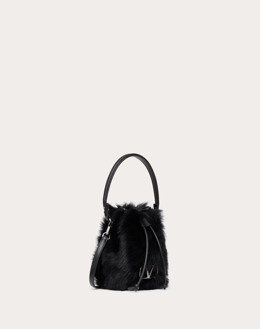 Valentino Handbags Mini Borsa A Secchiello Vlogo Signature In Montone per Donna in Nero | Valentino IT Online