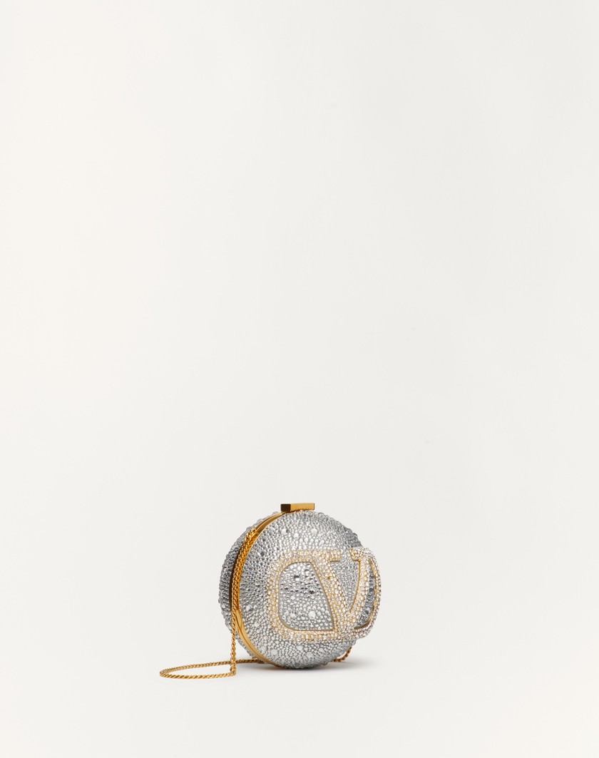 Valentino Handbags Minaudière Vlogo Signature In Metallo E Cristalli Swarovski® per Donna in Crystal | Valentino IT Vendite Flash